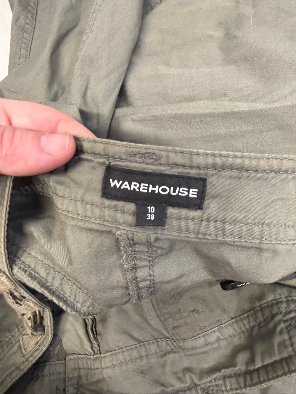 Vintage Warehouse Y2K Olive Green Cargo Grunge Midi Skirt size 6/ modern 8 - Picture 5 of 13